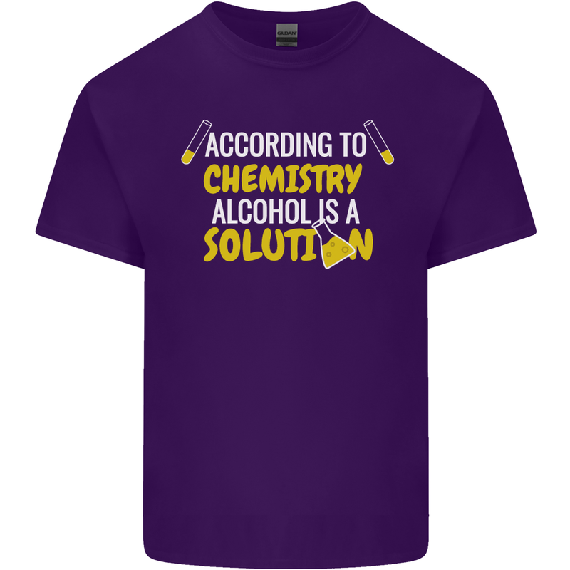 Chemistry Alcohol Is a Solution Funny Mens Cotton T-Shirt Tee Top Purple