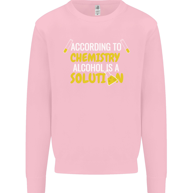Chemistry Alcohol Is a Solution Funny Mens Sweatshirt Jumper Light Pink