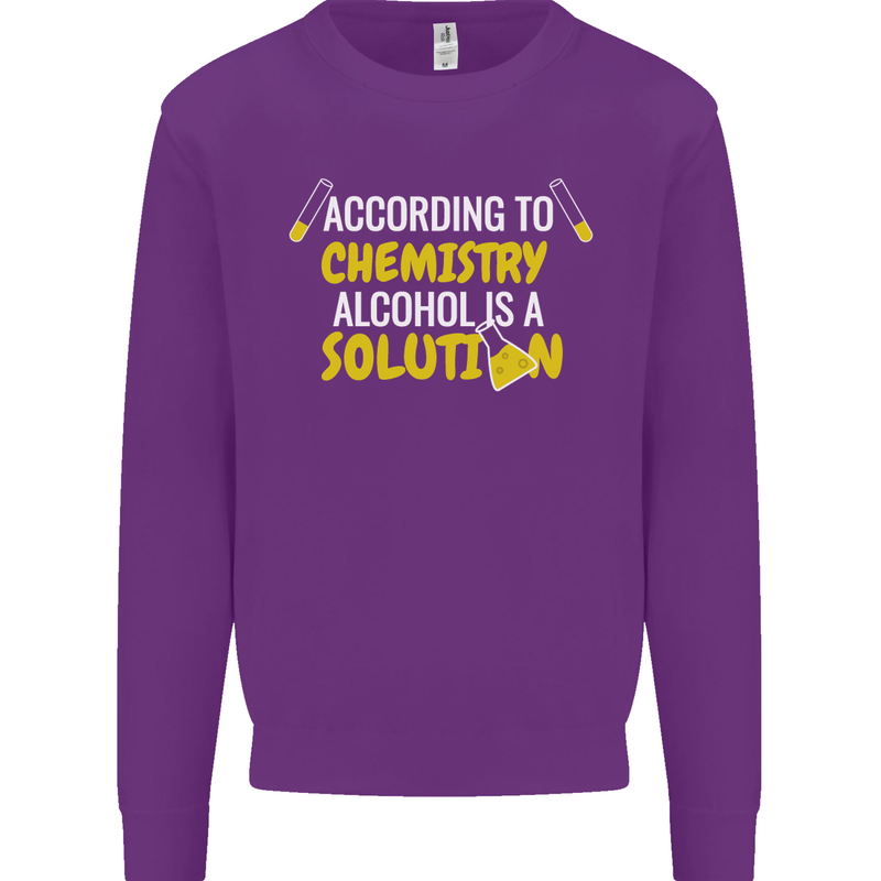 Chemistry Alcohol Is a Solution Funny Mens Sweatshirt Jumper Purple