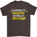 Chemistry Alcohol Is a Solution Funny Mens T-Shirt Cotton Gildan Dark Chocolate