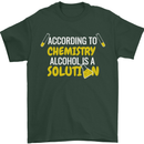Chemistry Alcohol Is a Solution Funny Mens T-Shirt Cotton Gildan Forest Green