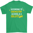 Chemistry Alcohol Is a Solution Funny Mens T-Shirt Cotton Gildan Irish Green