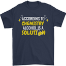 Chemistry Alcohol Is a Solution Funny Mens T-Shirt Cotton Gildan Navy Blue