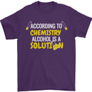 Chemistry Alcohol Is a Solution Funny Mens T-Shirt Cotton Gildan Purple