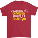 Chemistry Alcohol Is a Solution Funny Mens T-Shirt Cotton Gildan Red