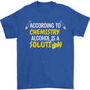 Chemistry Alcohol Is a Solution Funny Mens T-Shirt Cotton Gildan Royal Blue