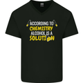 Chemistry Alcohol Is a Solution Funny Mens V-Neck Cotton T-Shirt Black