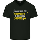 Chemistry Alcohol Is a Solution Funny Mens V-Neck Cotton T-Shirt Black
