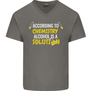 Chemistry Alcohol Is a Solution Funny Mens V-Neck Cotton T-Shirt Charcoal