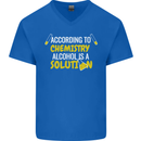 Chemistry Alcohol Is a Solution Funny Mens V-Neck Cotton T-Shirt Royal Blue