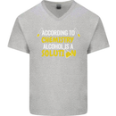 Chemistry Alcohol Is a Solution Funny Mens V-Neck Cotton T-Shirt Sports Grey