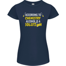 Chemistry Alcohol Is a Solution Funny Womens Petite Cut T-Shirt Navy Blue