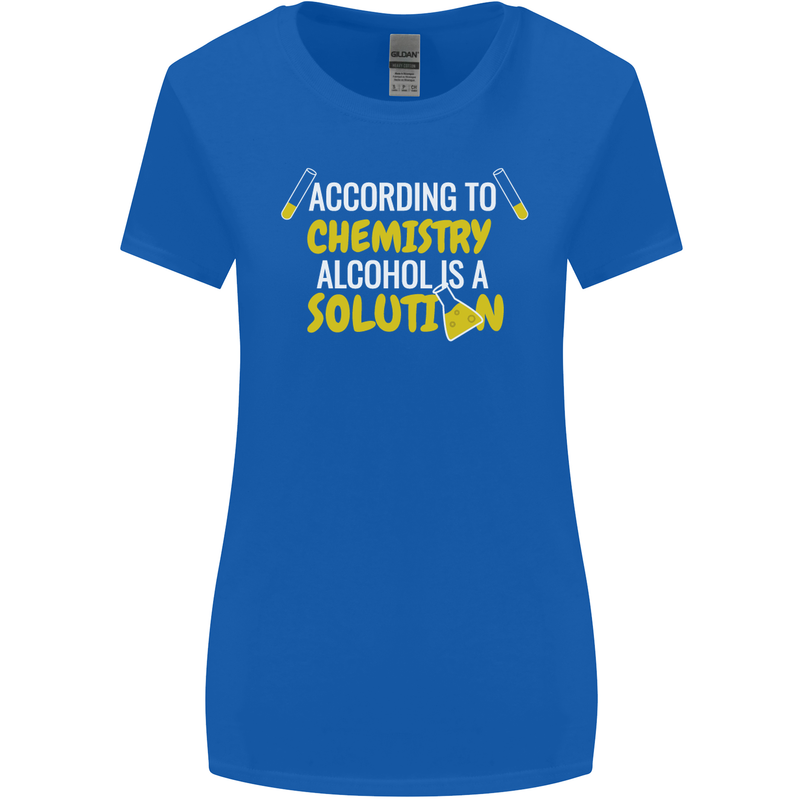Chemistry Alcohol Is a Solution Funny Womens Wider Cut T-Shirt Royal Blue