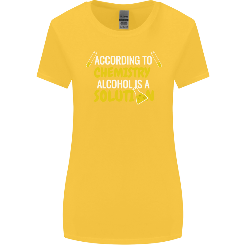 Chemistry Alcohol Is a Solution Funny Womens Wider Cut T-Shirt Yellow