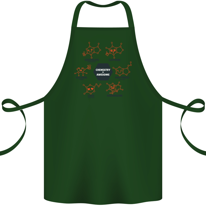 Chemistry is Awesome Alcohol Chocolate Love Cotton Apron 100% Organic Forest Green
