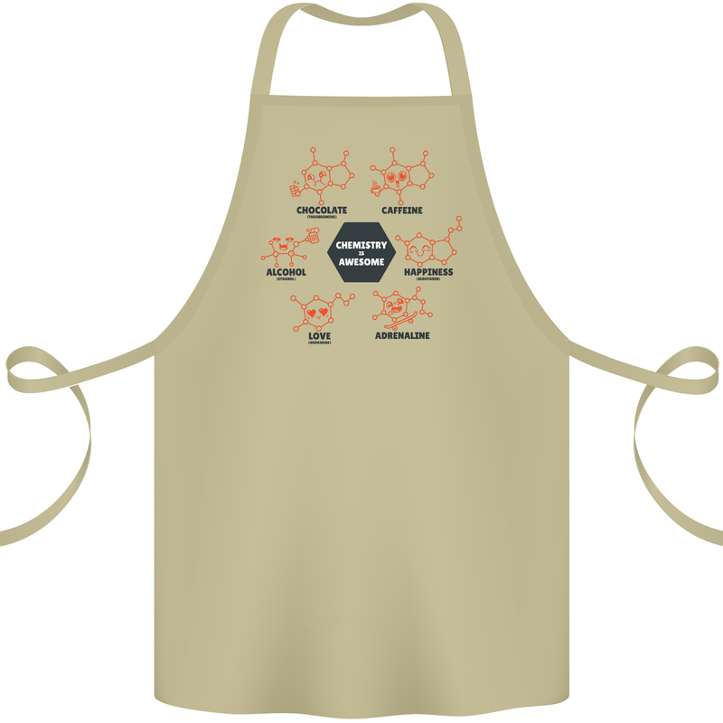 Chemistry is Awesome Alcohol Chocolate Love Cotton Apron 100% Organic Khaki