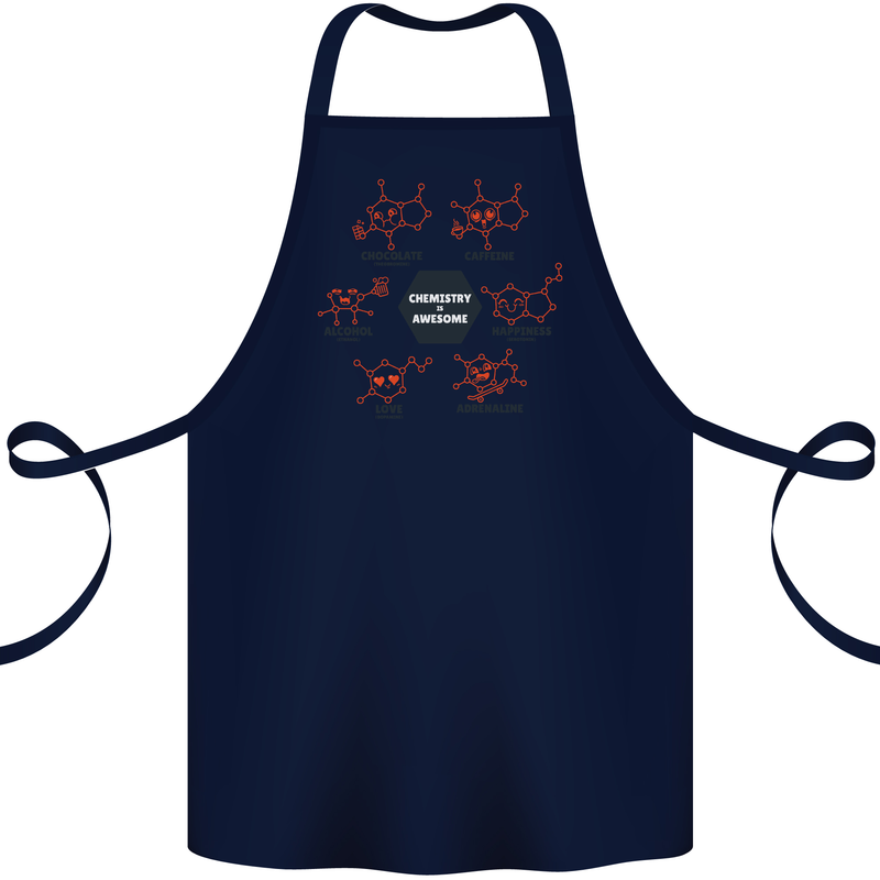 Chemistry is Awesome Alcohol Chocolate Love Cotton Apron 100% Organic Navy Blue
