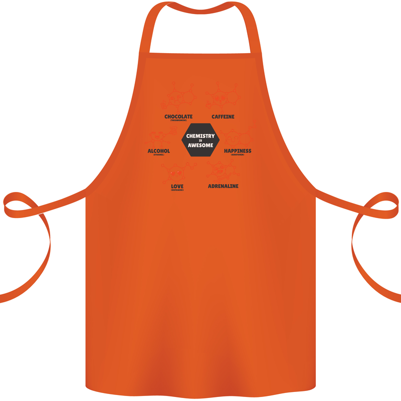 Chemistry is Awesome Alcohol Chocolate Love Cotton Apron 100% Organic Orange