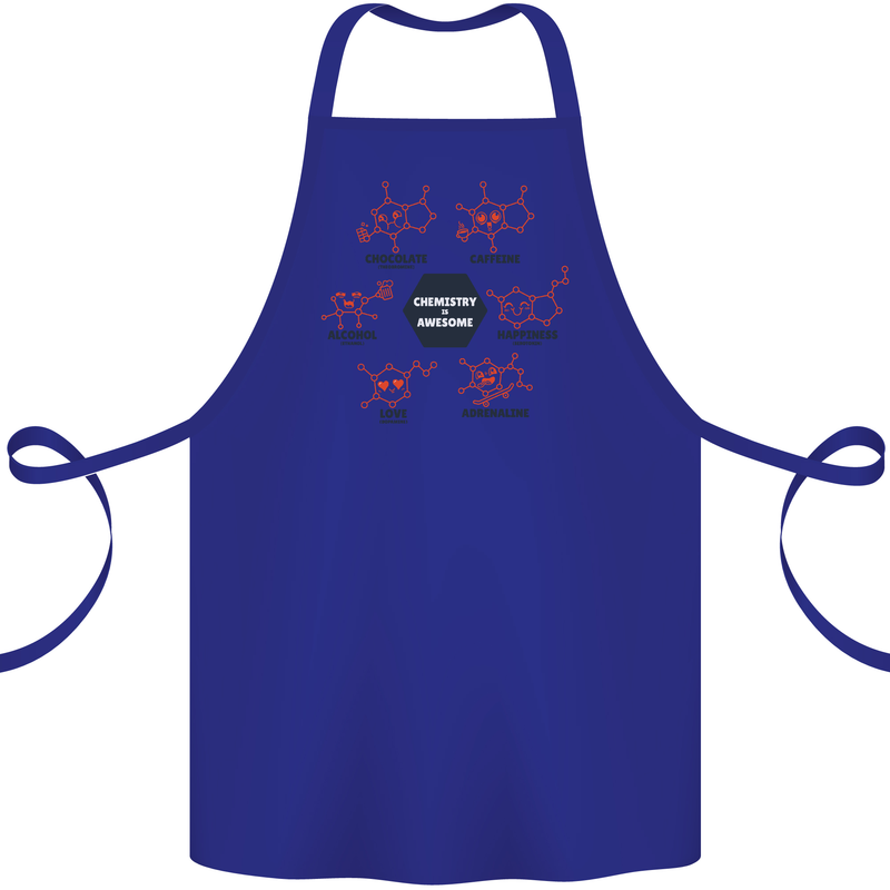 Chemistry is Awesome Alcohol Chocolate Love Cotton Apron 100% Organic Royal Blue