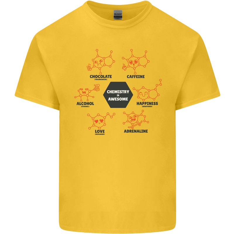 Chemistry is Awesome Alcohol Chocolate Love Kids T-Shirt Childrens Yellow