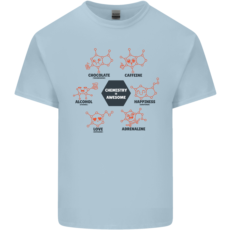 Chemistry is Awesome Alcohol Chocolate Love Mens Cotton T-Shirt Tee Top Light Blue