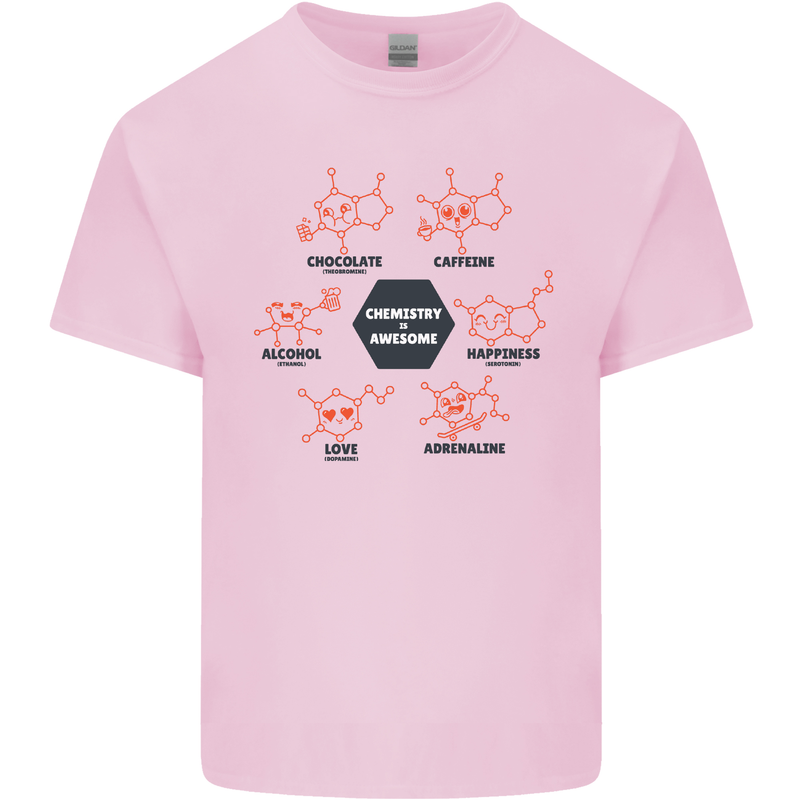 Chemistry is Awesome Alcohol Chocolate Love Mens Cotton T-Shirt Tee Top Light Pink