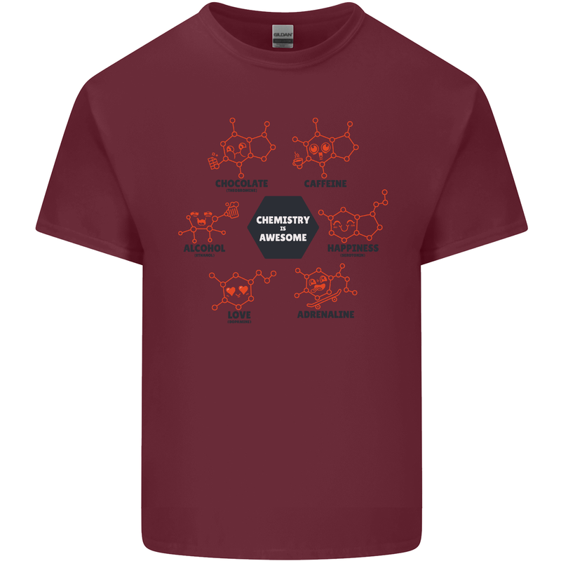 Chemistry is Awesome Alcohol Chocolate Love Mens Cotton T-Shirt Tee Top Maroon