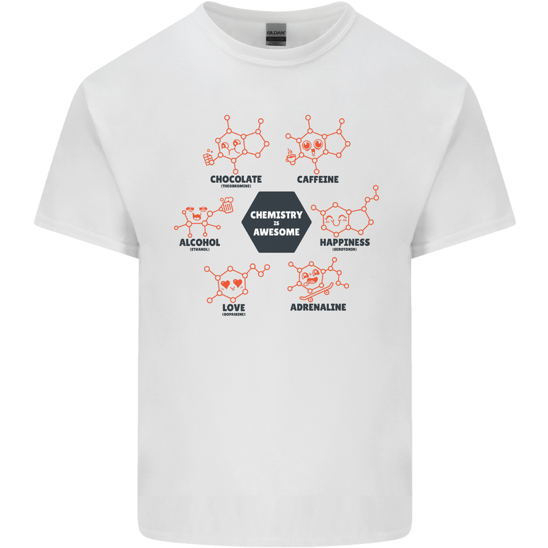 Chemistry is Awesome Alcohol Chocolate Love Mens Cotton T-Shirt Tee Top White