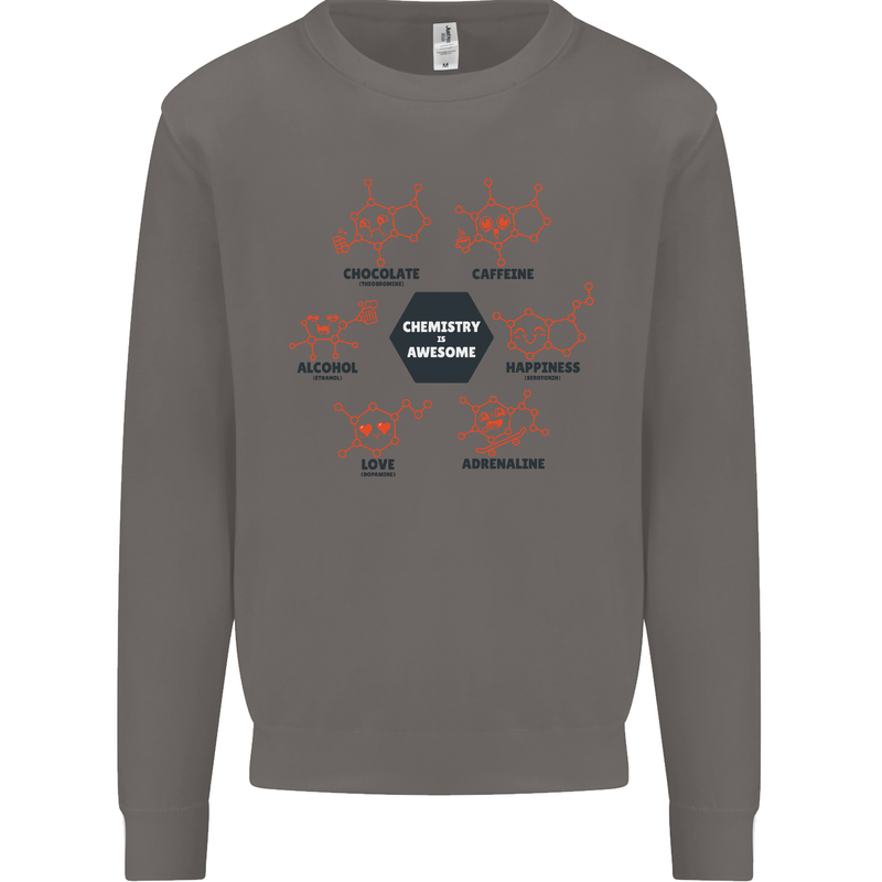 Chemistry is Awesome Alcohol Chocolate Love Mens Sweatshirt Jumper Charcoal