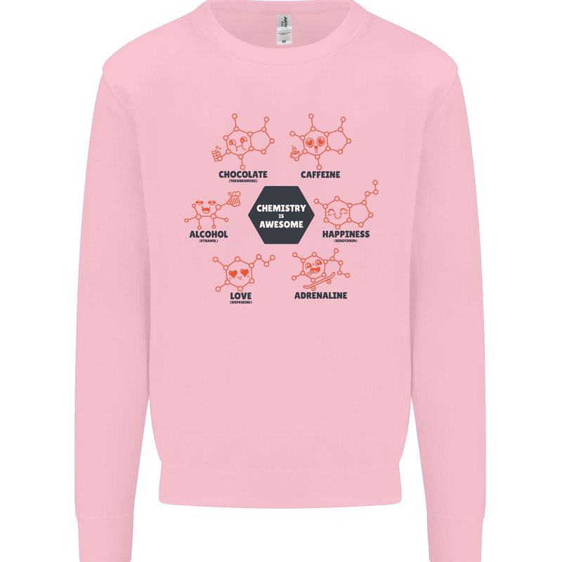 Chemistry is Awesome Alcohol Chocolate Love Mens Sweatshirt Jumper Light Pink