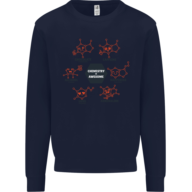 Chemistry is Awesome Alcohol Chocolate Love Mens Sweatshirt Jumper Navy Blue