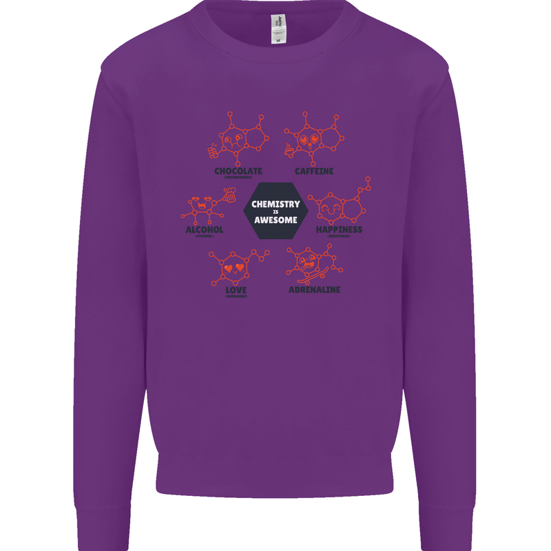 Chemistry is Awesome Alcohol Chocolate Love Mens Sweatshirt Jumper Purple