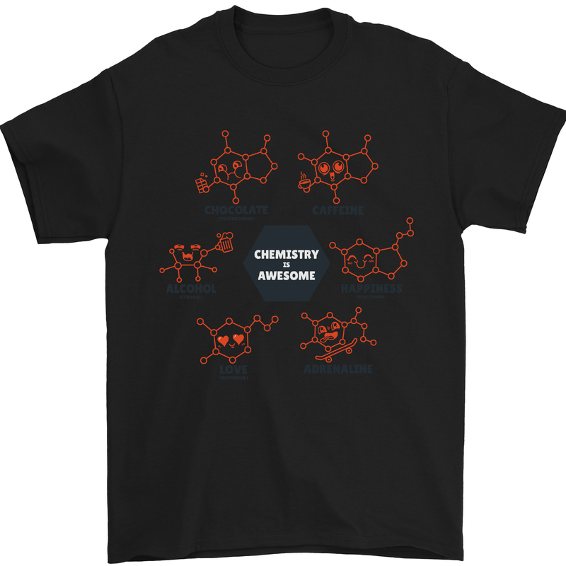 Chemistry is Awesome Alcohol Chocolate Love Mens T-Shirt Cotton Gildan Black