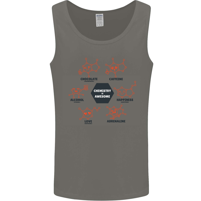 Chemistry is Awesome Alcohol Chocolate Love Mens Vest Tank Top Charcoal