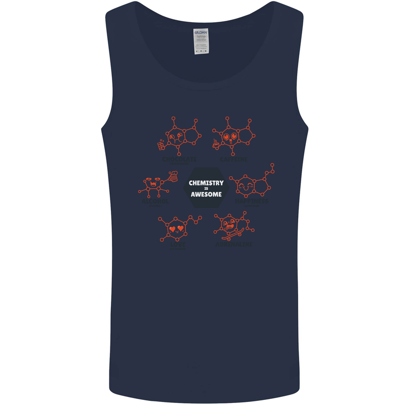 Chemistry is Awesome Alcohol Chocolate Love Mens Vest Tank Top Navy Blue