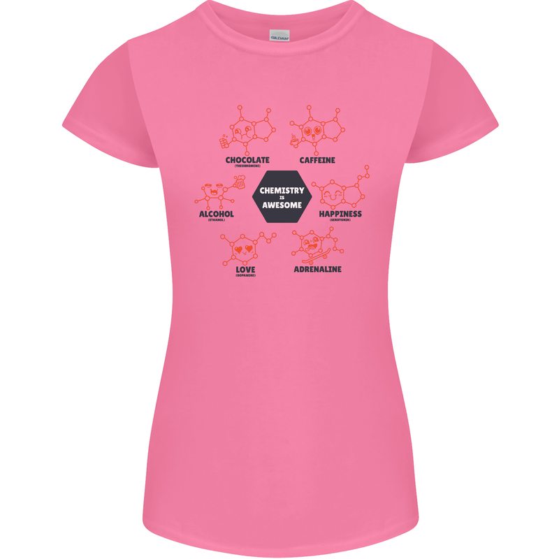 Chemistry is Awesome Alcohol Chocolate Love Womens Petite Cut T-Shirt Azalea