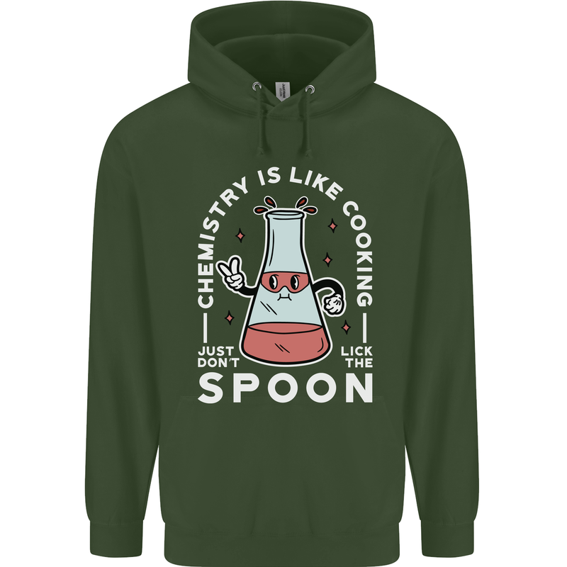 Chemistry is Like Cooking Funny Science Mens 80% Cotton Hoodie Forest Green
