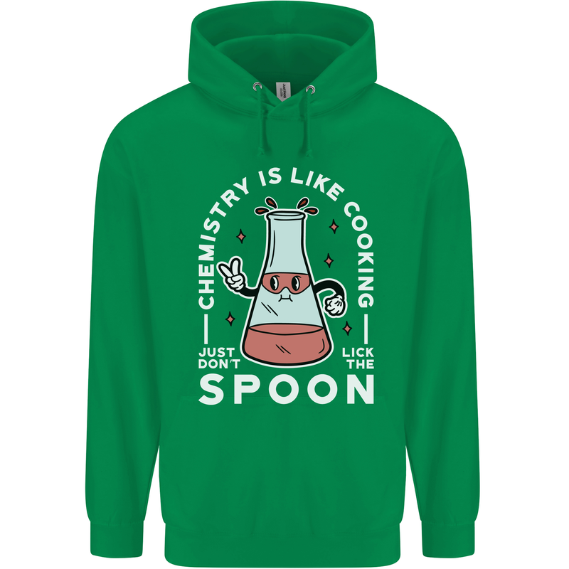Chemistry is Like Cooking Funny Science Mens 80% Cotton Hoodie Irish Green