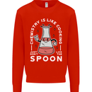 Chemistry is Like Cooking Funny Science Mens Sweatshirt Jumper Bright Red