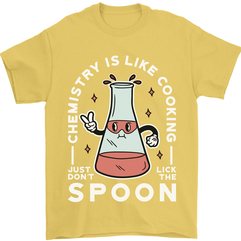 Chemistry is Like Cooking Funny Science Mens T-Shirt Cotton Gildan Yellow