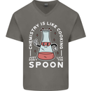 Chemistry is Like Cooking Funny Science Mens V-Neck Cotton T-Shirt Charcoal