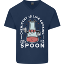 Chemistry is Like Cooking Funny Science Mens V-Neck Cotton T-Shirt Navy Blue