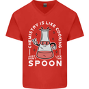 Chemistry is Like Cooking Funny Science Mens V-Neck Cotton T-Shirt Red