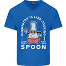 Chemistry is Like Cooking Funny Science Mens V-Neck Cotton T-Shirt Royal Blue