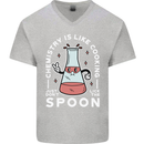 Chemistry is Like Cooking Funny Science Mens V-Neck Cotton T-Shirt Sports Grey