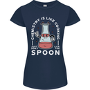 Chemistry is Like Cooking Funny Science Womens Petite Cut T-Shirt Navy Blue