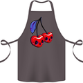 Cherry Skulls Cotton Apron 100% Organic Dark Grey