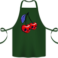 Cherry Skulls Cotton Apron 100% Organic Forest Green