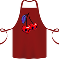 Cherry Skulls Cotton Apron 100% Organic Maroon