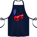 Cherry Skulls Cotton Apron 100% Organic Navy Blue